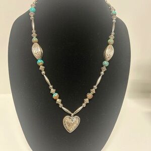 Silver Plated and Turquoise Necklace